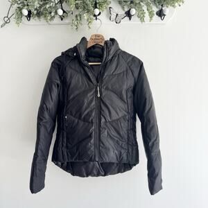 Womens Lafuma down filled Black Puffer Coat Removeable Hood Ski Snow Small